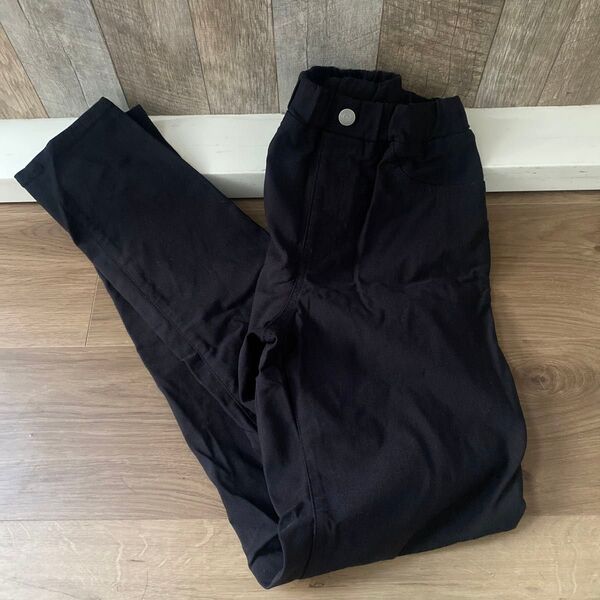 160 Gu 黒 ストレッチ ノビノビパンツ ブラック 総ゴム パンツ 150 スキニー 長ズボン キッズ 子供