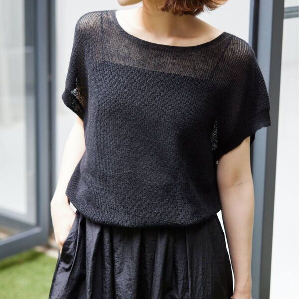 SLOBE IENA スローブイエナ リネン混フレンチスリーブニット