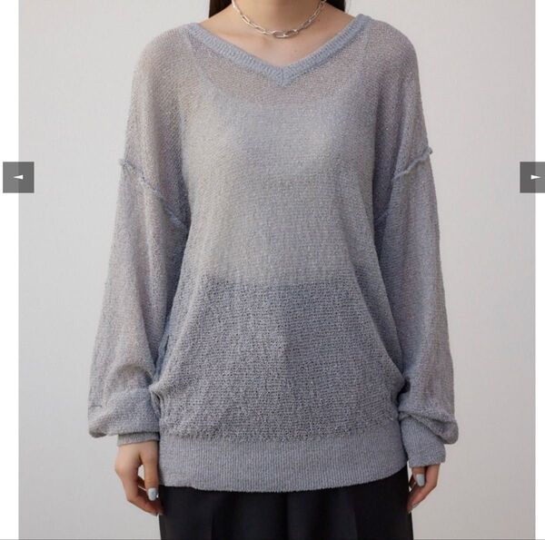 AZUL BY MOUSSY シアーグリッタールーズニット グレー FREE