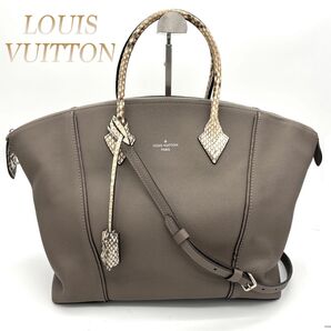 【希少】ルイヴィトン Louis Vuitton ロックイットMM 2WAYバッグ ヴォーカシミール レザー パイソン グレージュ