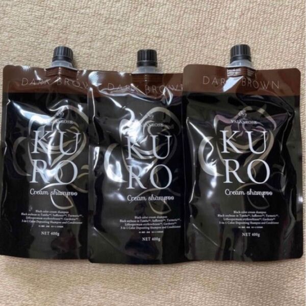 バランローズ KUROクリームシャンプー 400g 白髪染め(ダークブラウン)3セット
