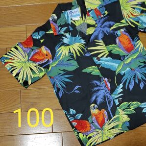 未着用 100★RJCアロハシャツ 開襟 半袖 黒 maid in hawaii サイズ4 ハワイ キッズ#46