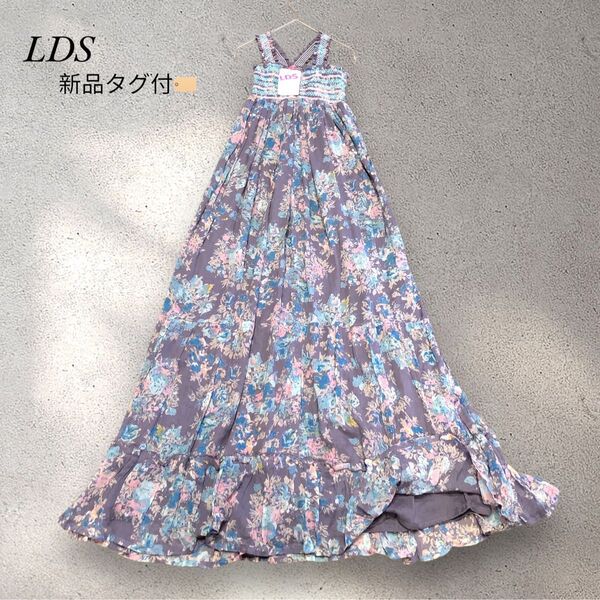 【極美品】LDS コットンボイル フラワーガーゼ マキシワンピースY2K 総柄 ボヘミアン