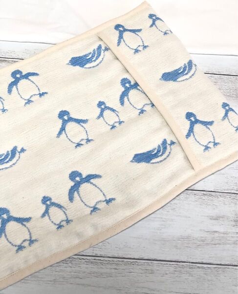 ふんわりガーゼのアイス枕カバー ペンギン ブルー ハンドメイド fuwara