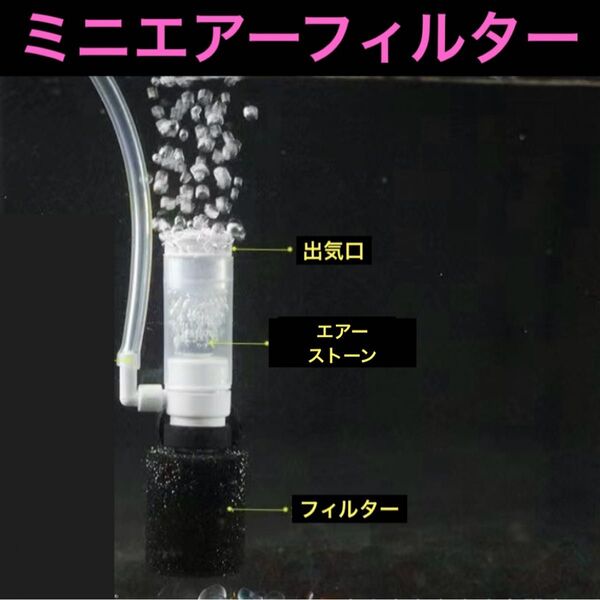 メダカ飼育ミニエアレーションスポンジフィルターエアストーン 淡水魚金魚熱帯魚ろ過装置水槽レイアウトコンパクト