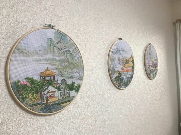 手作り　壁掛け画　中国風景画　3枚セット 