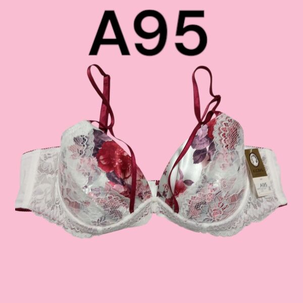 アンダー大きいサイズのブラA95サイズ花柄レースブラジャーA95ラブリーデザインAカップブラアンダー95ワイヤーありコスプレ女装