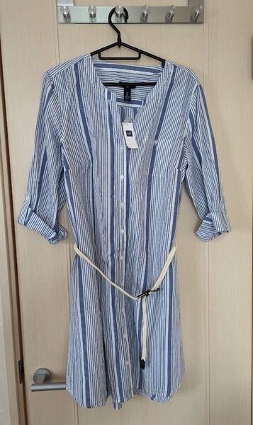 GAP ストライプ柄シャツワンピース 長袖 未使用タグ付き Мサイズ