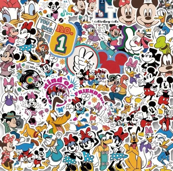 公式ライセンス ミッキマウスとフレンズ ステッカー ミッキマウスシール ディズニーステッカー 防水ステッカー 50枚