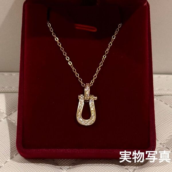 高級 CZ ダイヤモンド ホースシュー ネックレス ゴールド 高見え ブランド ジュエリー キラキラ パヴェ メンズ レディース