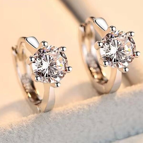 高級 CZ ダイヤモンド 一粒ダイヤ リング ピアス フープピアス シルバー シンプル 小ぶり 華奢 上品 高見え ジュエリー