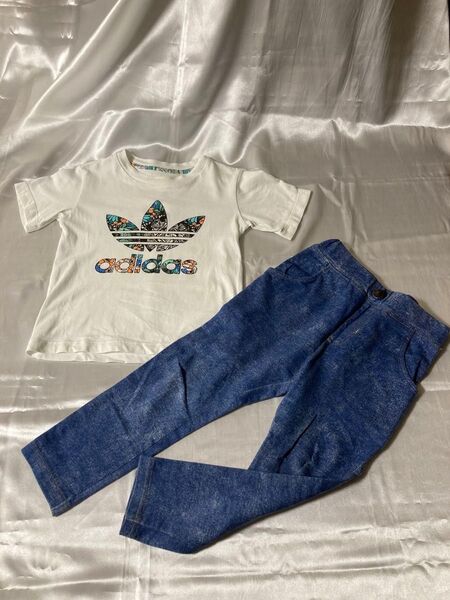 adidas キッズ Tシャツ&デニムパンツセット 100サイズ相当