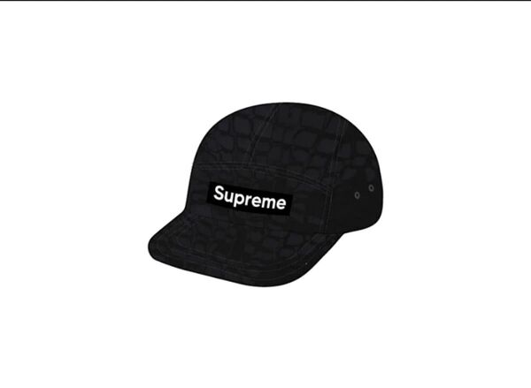 Supreme Frayed Croc Denim Camp Cap "Black"