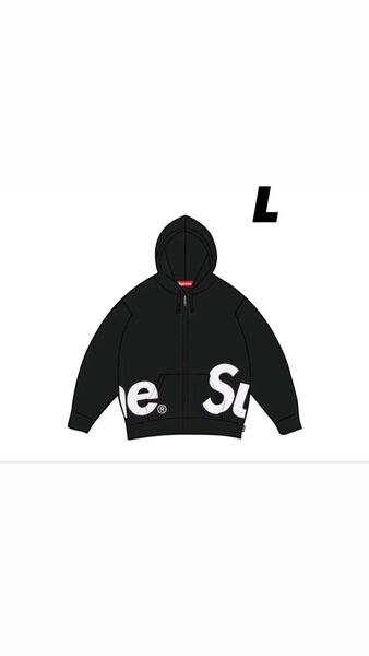 Supreme Big Logo Zip Up Hooded Sweatshirt "Black" L