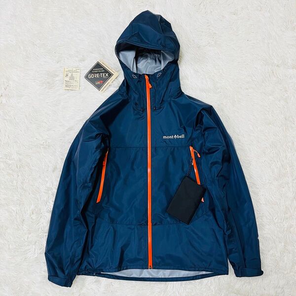 モンベル レイントレッカー ジャケット 現行 ネイビー M 1128729スタッフバッグあり ゴアテックス GORE-TEX