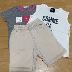 【3点まとめ売り】男の子80~90 夏トップス 2枚 パンツ 1枚 Tシャツ タンクトップ パンツ