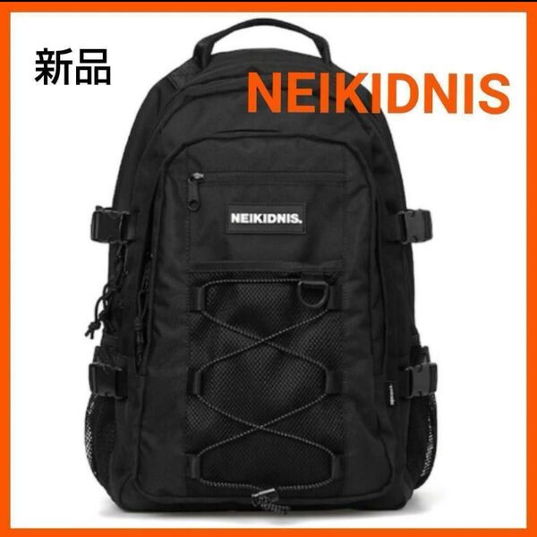 【新品未使用】タグ付き ネイキドニス リュック バッグパック 黒 ブラック 韓国 通学 学生 人気 シンプル 高校生
