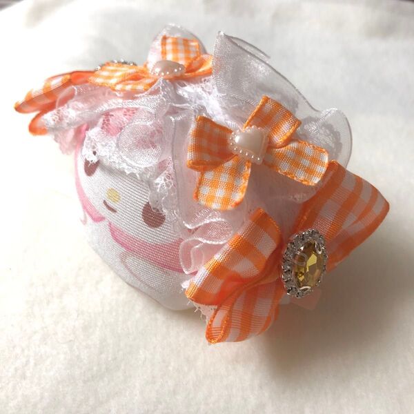 ぬいぐるみ用ヘッドドレス おまんじゅう もちマス もちころ 10cmぬい ぬい服 推し活 オタ活 ぬい ヘドレ にじぱぺ オレンジ