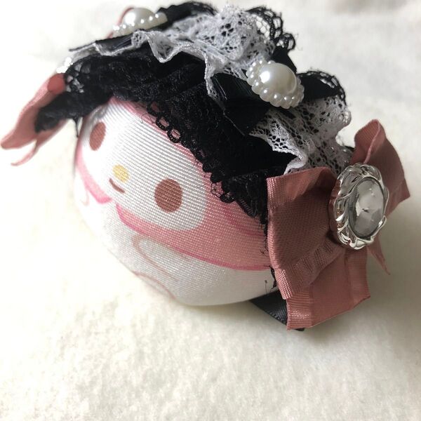ぬいぐるみ用ヘッドドレス おまんじゅう もちマス もちころ 10cmぬい ぬい服 推し活 オタ活 にじぱぺ ピンク 黒 地雷系
