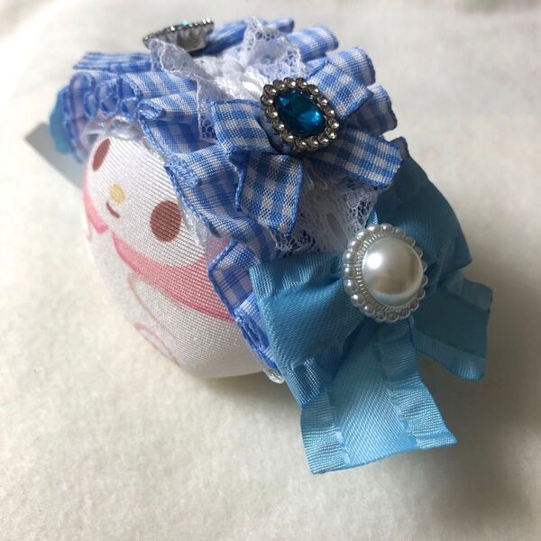 ぬいぐるみ用ヘッドドレス おまんじゅう もちマス もちころ 10cmぬい ぬい服 推し活 オタ活 ぬい にじぱぺ 水色 そらいろ