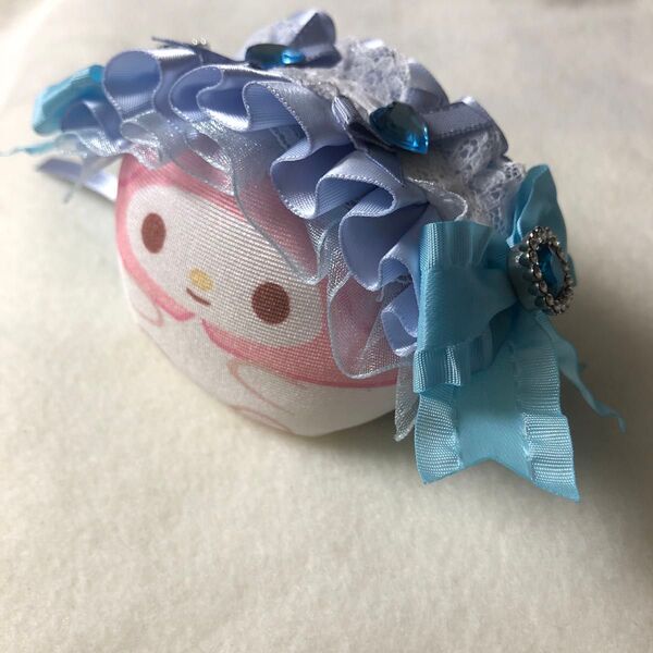 ぬいぐるみ用ヘッドドレス おまんじゅう もちマス もちころ 10cmぬい ぬい服 推し活 オタ活 ぬい にじぱぺ 水色 そらいろ