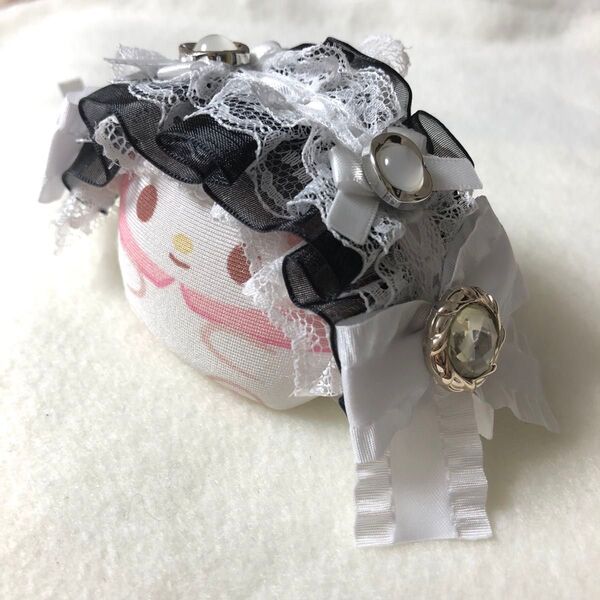 ぬいぐるみ用ヘッドドレス おまんじゅう もちマス もちころ 10cmぬい ぬい服 推し活 オタ活 にじぱぺ 黒 白 地雷系 ぬい