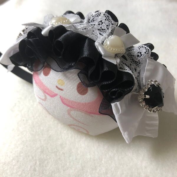 ぬいぐるみ用ヘッドドレス おまんじゅう もちマス もちころ 10cmぬい ぬい服 推し活 オタ活 ぬい ヘドレ にじぱぺ 白 黒