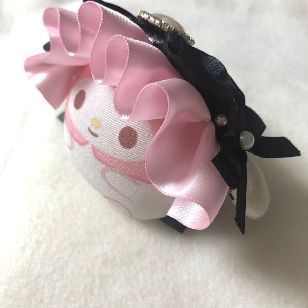 ぬいぐるみ用ヘッドドレス おまんじゅう もちマス もちころ 10cmぬい ぬい服 推し活 オタ活 にじぱぺ うさ耳 ピンク 黒