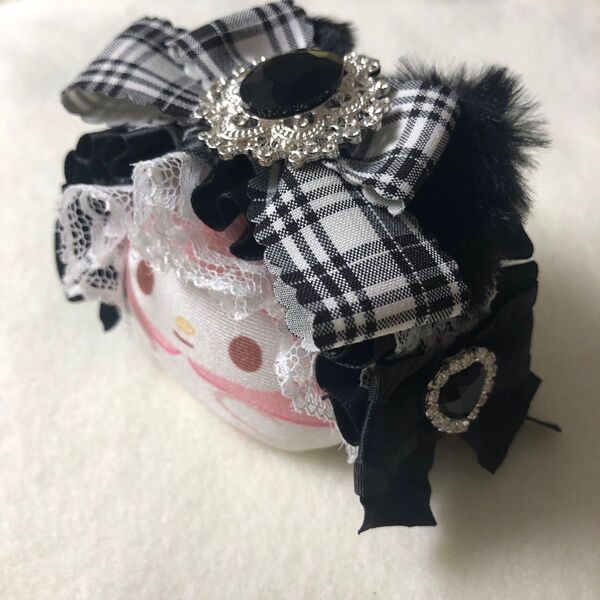 ぬいぐるみ用ヘッドドレス にじぱぺ おまんじゅう もちマス もちころ 10cmぬい ぬい服 推し活 オタ活 ねこみみ 猫耳 黒