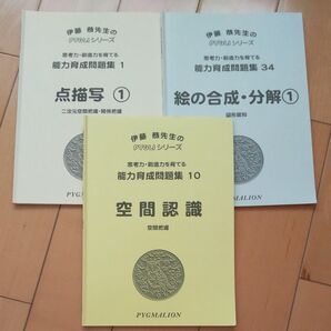 ピグマリオン 点描者①(点つなぎ)、空間認識 、絵の合成分解①(PYGLI能力育成問題集1、10、34) 3冊セット