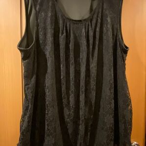 4L ニッセン ノースリーブ 前面レース 黒 ブラック