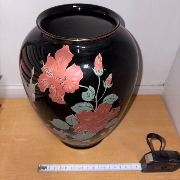 GYP0528 九谷焼 九谷錦栄 花瓶 壺 フラワーベース 陶器
