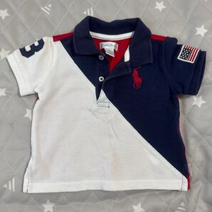 Ralph Lauren ポロシャツ ネイビー×ホワイト×レッド 3-6m 日本サイズ60