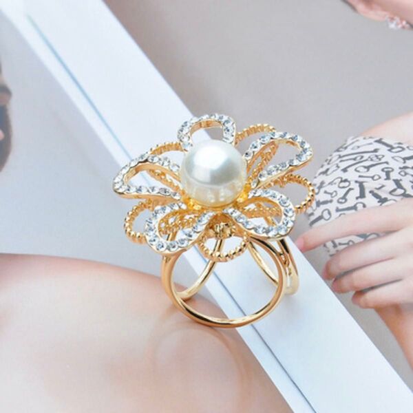 スカーフ ブローチ お花 リング アクセサリー ゴールド オフィス パーティ