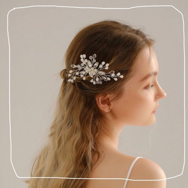 ヘアアクセサリー ブライダル 花 コーム シルバー レディース ウエディング