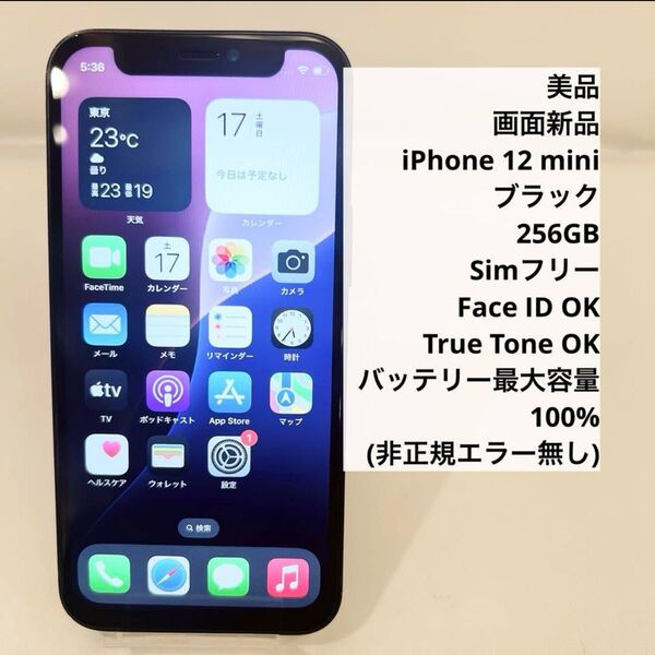 iPhone 12Mini ブラック 256GB SIMフリーバッテリー100%