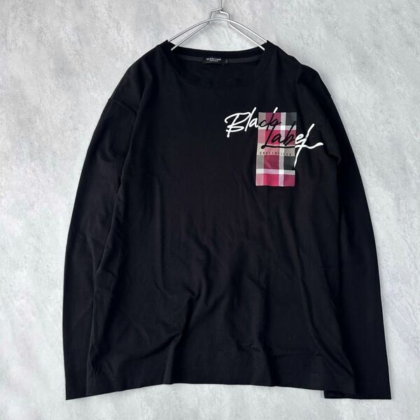 【美品】 ブラックレーベル クレストブリッジ ロンT Lサイズ ブラック BLACK LABEL CRESTBRIDGE