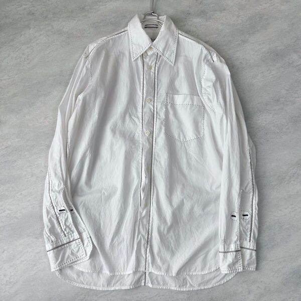 Paul Smith ステッチデザイン 白シャツ Mサイズ 長袖 ポールスミス シンプル 上品 カジュアル フォーマル