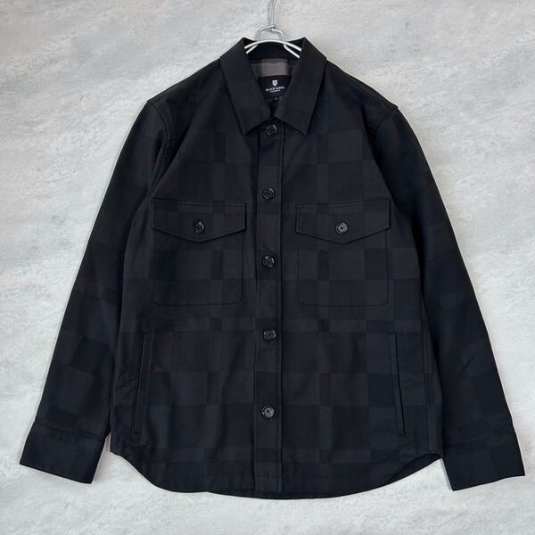 【美品】 ブラックレーベル クレストブリッジ チェックシャドー シャツ ジャケット Mサイズ ブラック CRESTBRIDGE