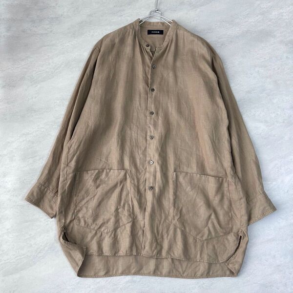 ZUCCa ズッカ バンドカラー オーバサイズ リネンシャツ Mサイズ ベージュ系 日本製