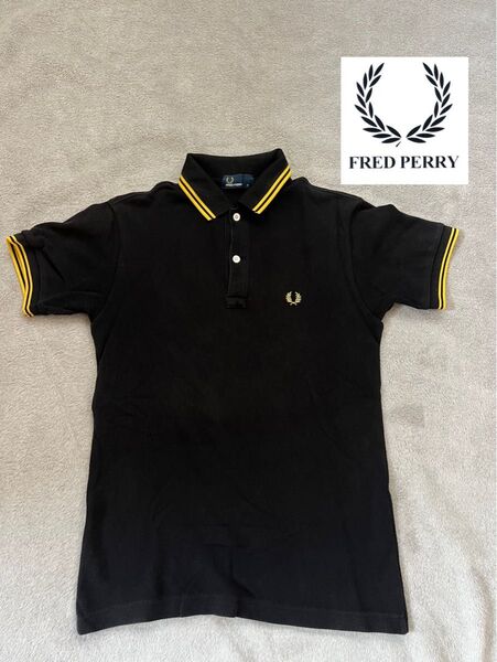【日本製】フレッドペリー ポロシャツS ブラック×イエロー 黒×黄色 フレッドペリー FRED PERRY ブラック