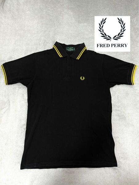 【80s希少】フレッドペリーポロシャツブラック×イエローイングランド製フレッドペリー FRED PERRY イングランド製 英国製