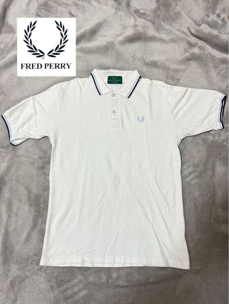 【80s】フレッドペリー ポロシャツ ホワイト 大きめ M ヴィンテージゆるダボ FRED PERRY フレッドペリー 刺繍 M