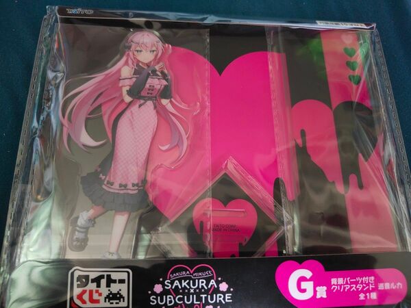 タイトーくじ 桜ミク SAKURA×SUBCULTURE H賞 巡音ルカ クリアスタンド J賞 クリアバッジ 2点セット アクスタ