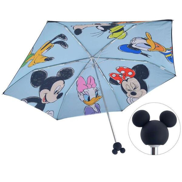 新品タグ付き ディズニーストア ミッキー&フレンズ 折りたたみ傘 晴雨兼用 ポーチ入り 日傘
