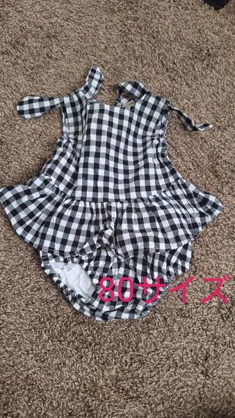 女の子 ベビー服 ギンガムチェック ロンパース80