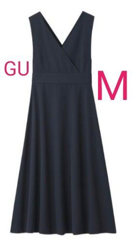 新品 Мサイズ GU サロペットワンピース(ノースリーブ)ネイビー ジャンパースカート