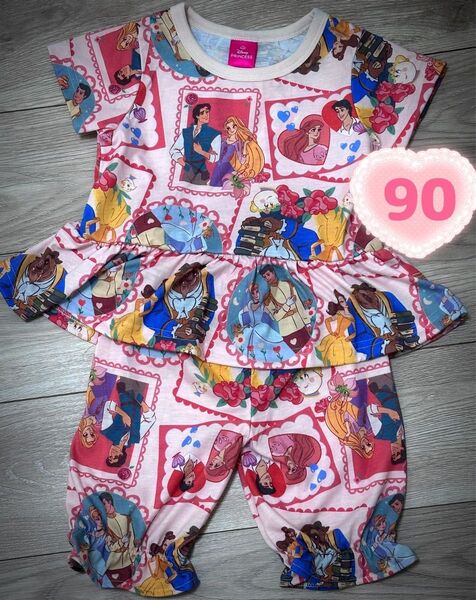 ディズニープリンセス ルームウェア 上下セット 90 ピンク しまむら