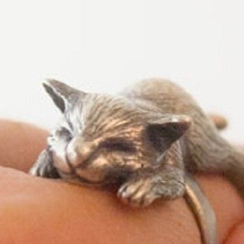 【再販】 猫デザイン シルバー調 CAT ネコ 猫 リング サイズフリー