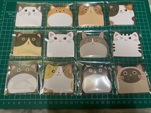 【海外文具】12個セット 猫 付箋 まとめ売り